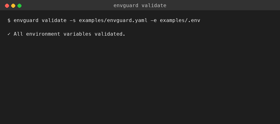 Successful validation output